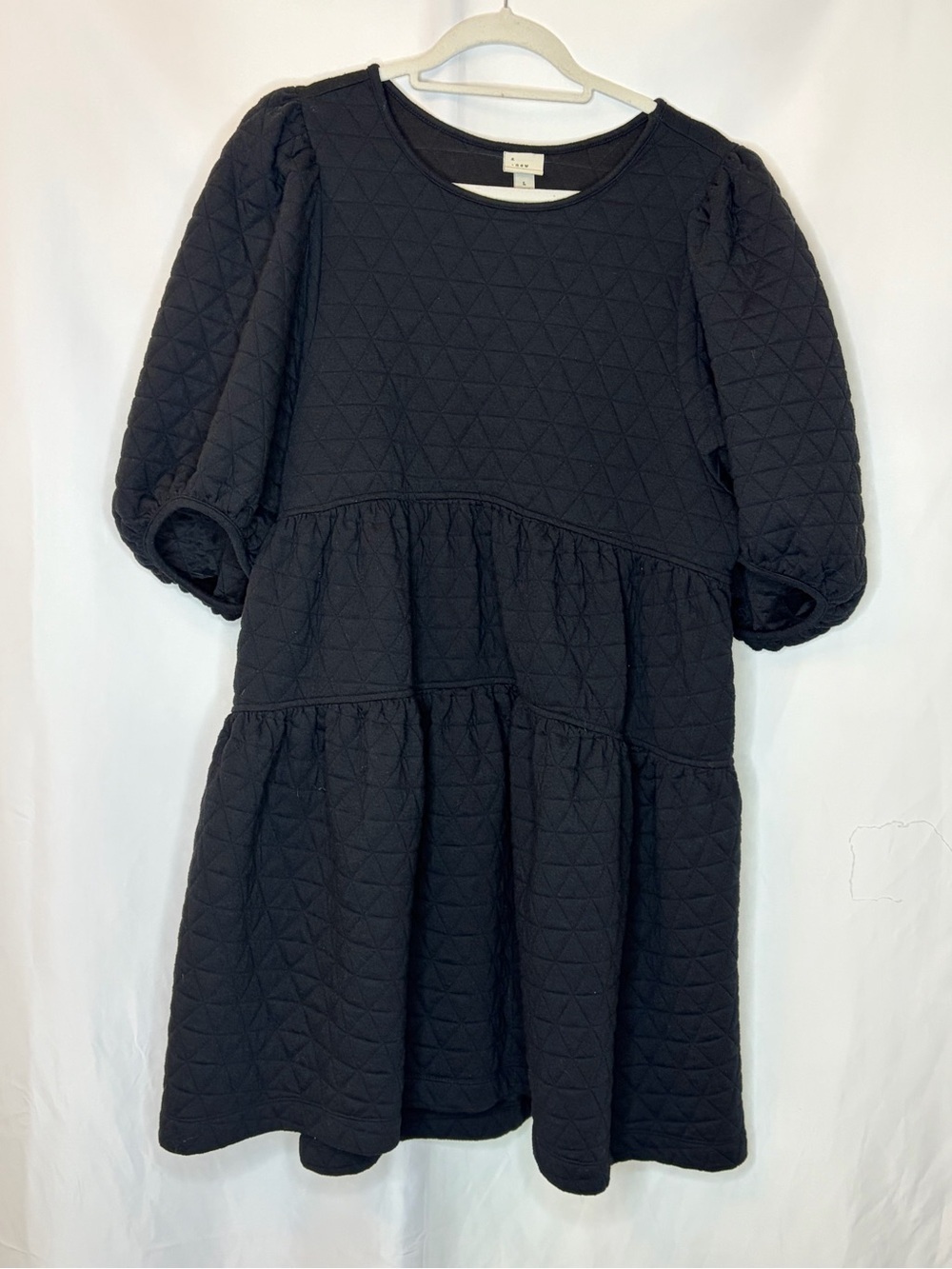 A New Day Black Quilted Tiered Dress – Size Large